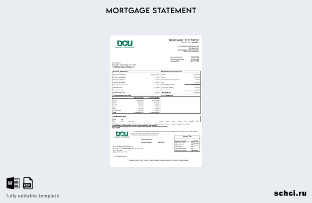 цифровая загрузка выписки по ипотечному кредиту банка DCU США в шаблоне форматов